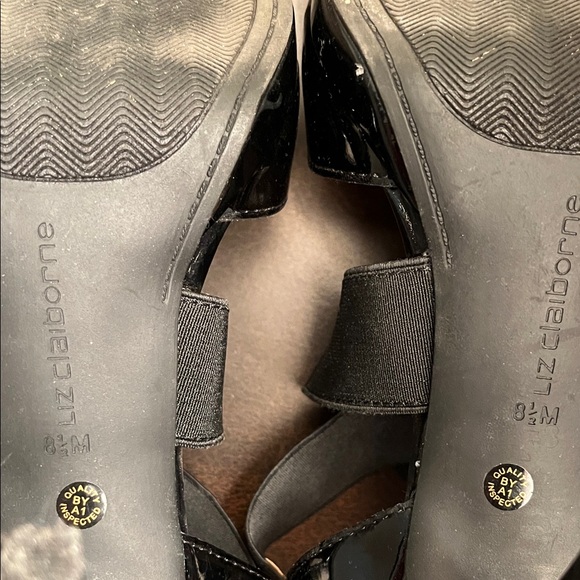 Liz Claiborne Black Patent Strappy Heels - Picture 11 of 12